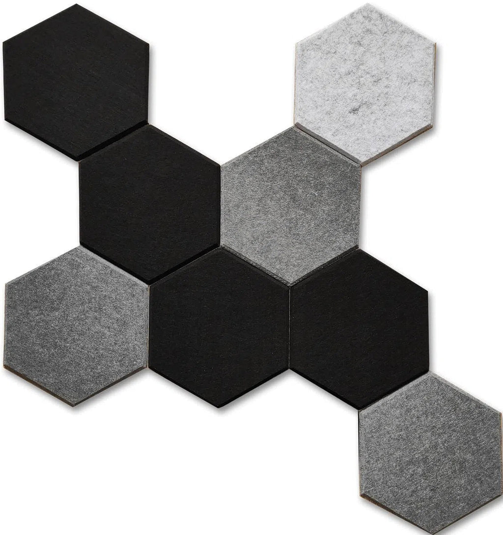 HEXA Felt 3D Panel - GREY 3pcs. - DecorMania.eu