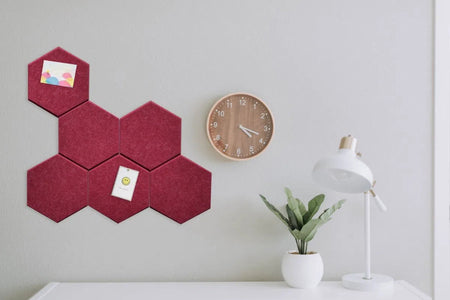 HEXA Felt 3D Panel - RED 3pcs. - DecorMania.eu