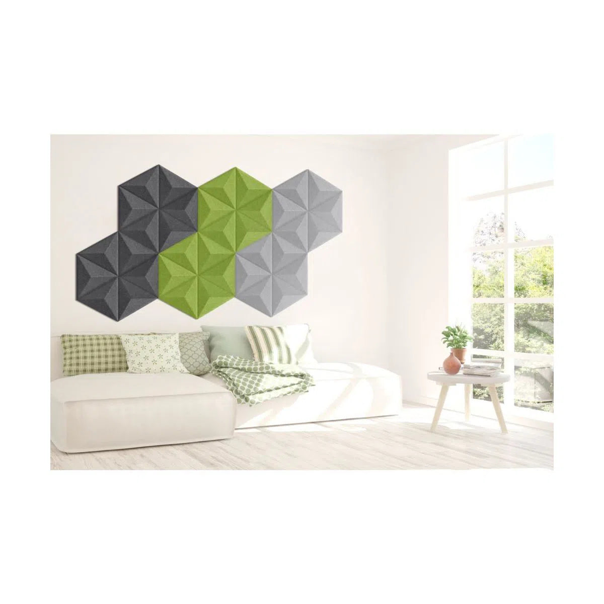 PYRAMID Felt 3D Panel - OLIVE 3pcs. - DecorMania.eu